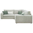 ECKSOFA  in Chenille Mintgrün  248/248 cm  - Dunkelgrün/Creme, KONVENTIONELL, Kunststoff/Textil (248/248cm) - Carryhome