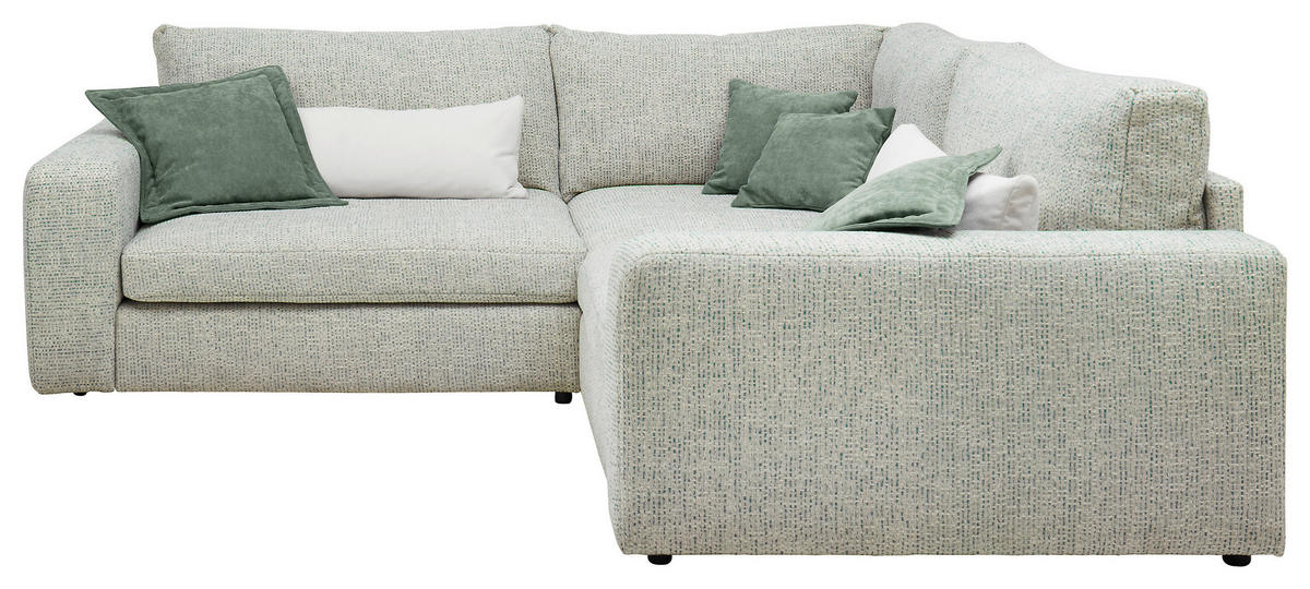 HÖRNSOFFA i chenille mintgrön  - mintgrön/svart, Klassisk, textil/plast (248/248cm) - MID.YOU