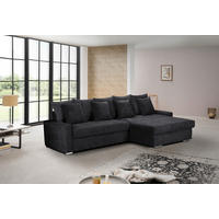 ECKSOFA in Mikrofaser Schwarz  293/164 cm  - Silberfarben/Schwarz, MODERN, Holz/Textil (293/164cm) - MID.YOU