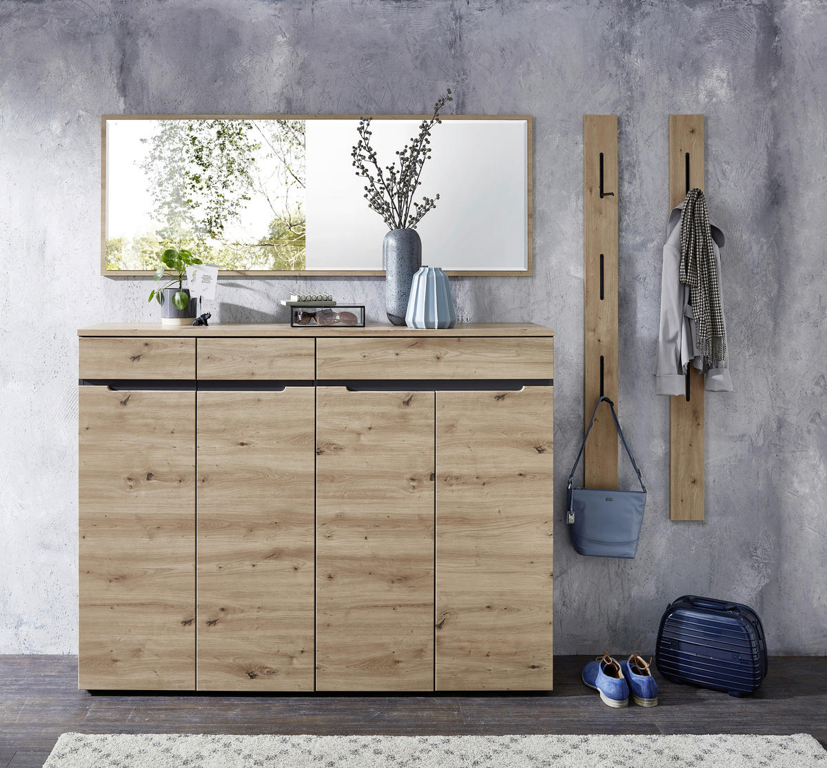 SCHUHSCHRANK 160/124/38 cm  - Schwarz/Graphitfarben, Design, Holzwerkstoff/Kunststoff (160/124/38cm) - Voleo