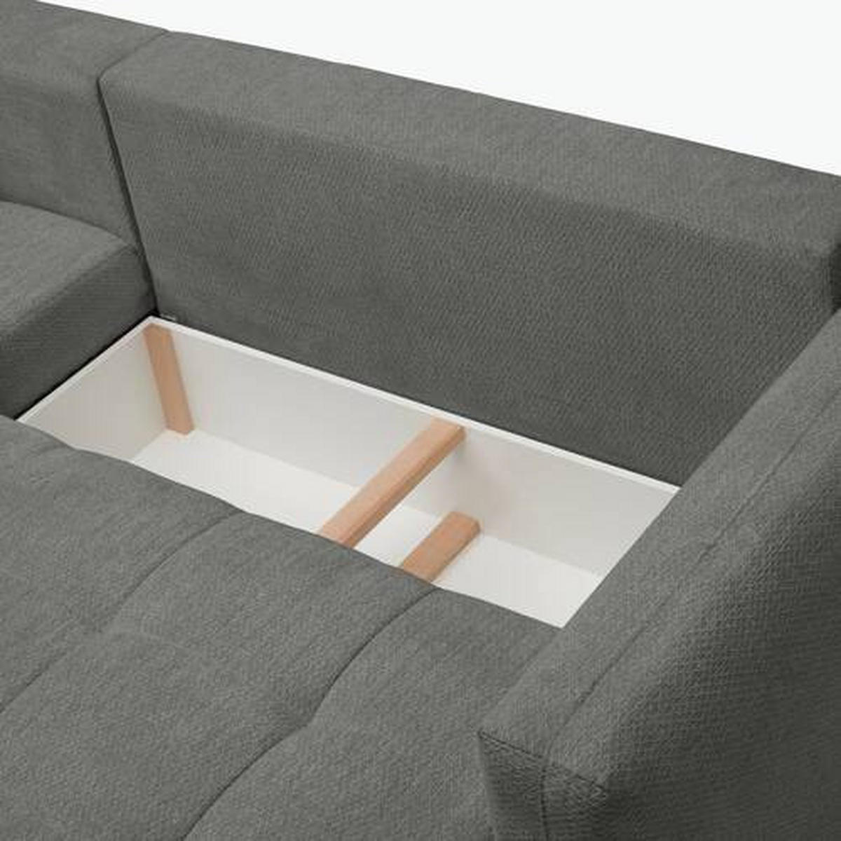 ECKSOFA Dunkelgrau Chenille  - Dunkelgrau/Schwarz, MODERN, Kunststoff/Textil (172/276cm) - Hom`in