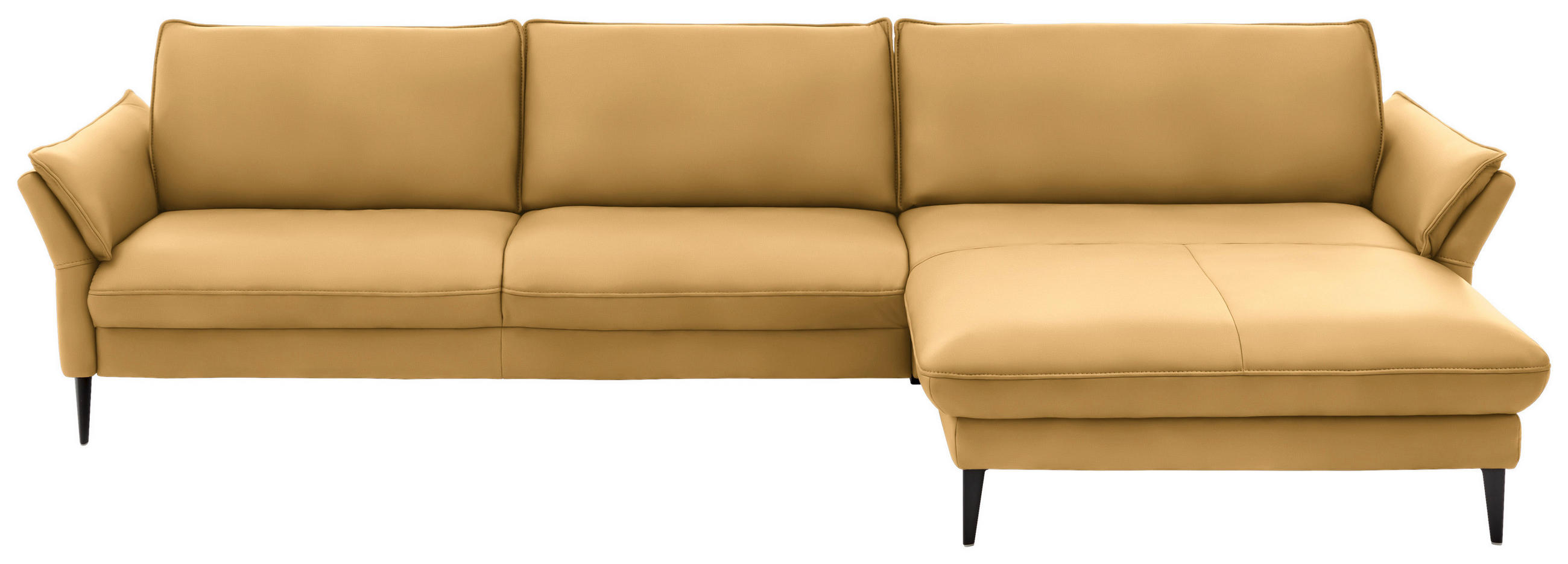 ECKSOFA in Echtleder Gelb  - Gelb/Schwarz, Design, Leder/Metall (334/172cm) - Valdera