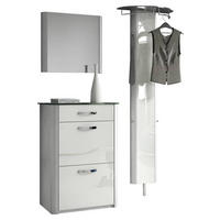 GARDEROBE 3-teilig  in 150/192/34 cm  - Weiss Hochglanz/Alufarben, Design, Glas/Holzwerkstoff (150/192/34cm) - Moderano