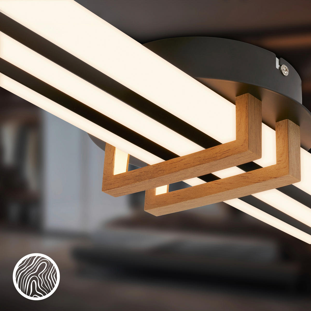 LED-DECKENLEUCHTE Vinka 98/16/6,6 cm  - Schwarz, Design, Kunststoff/Metall (98/16/6,6cm)