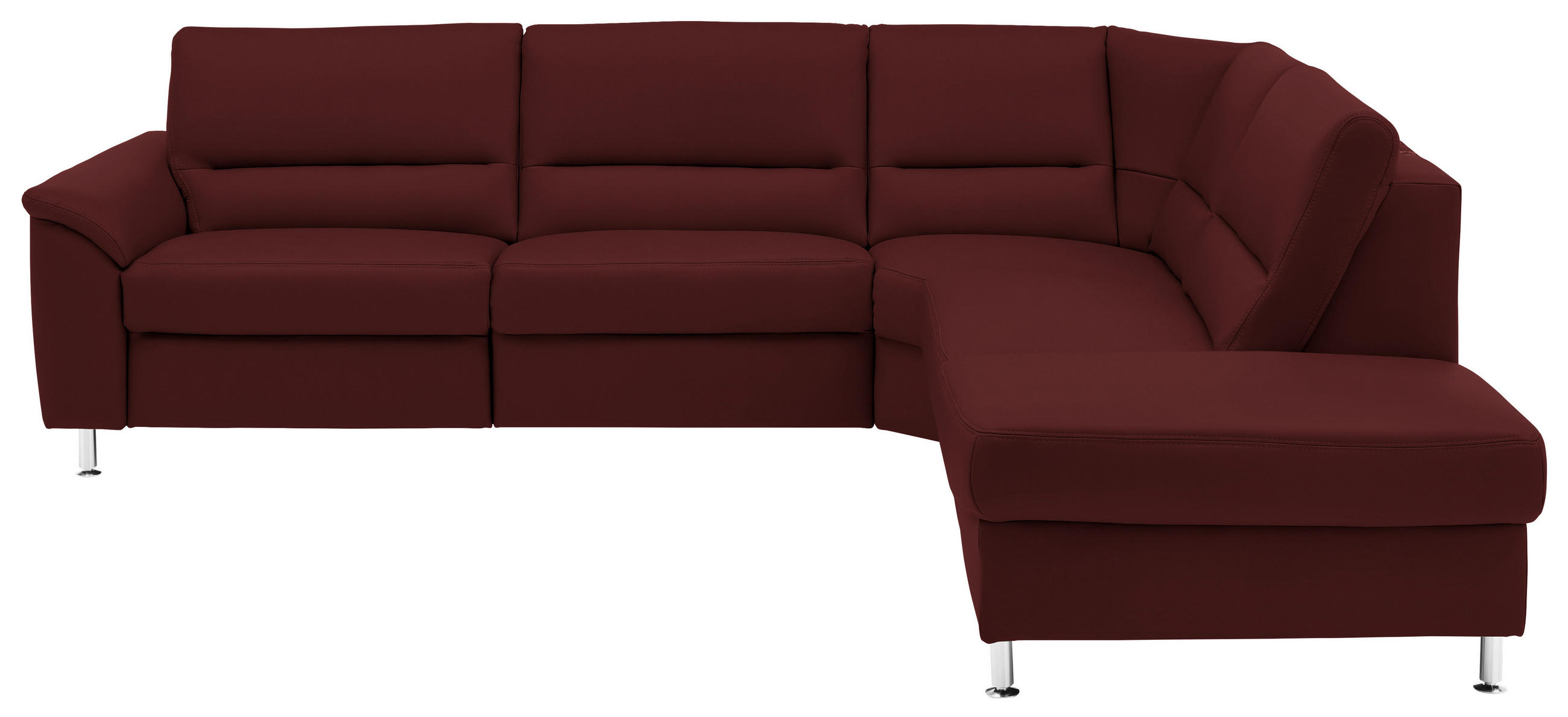 ECKSOFA in Echtleder Brombeere  - Brombeere/Alufarben, Konventionell, Leder/Metall (290/249cm) - Beldomo Premium