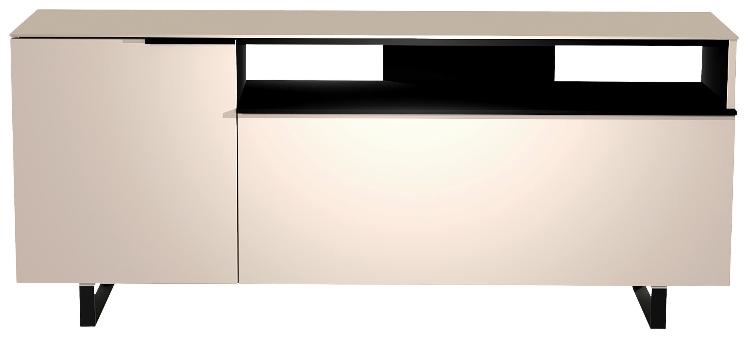 LOWBOARD  in 160/66/45 cm  - Sandfarben/Schwarz, Design, Glas/Holzwerkstoff (160/66/45cm) - Moderano