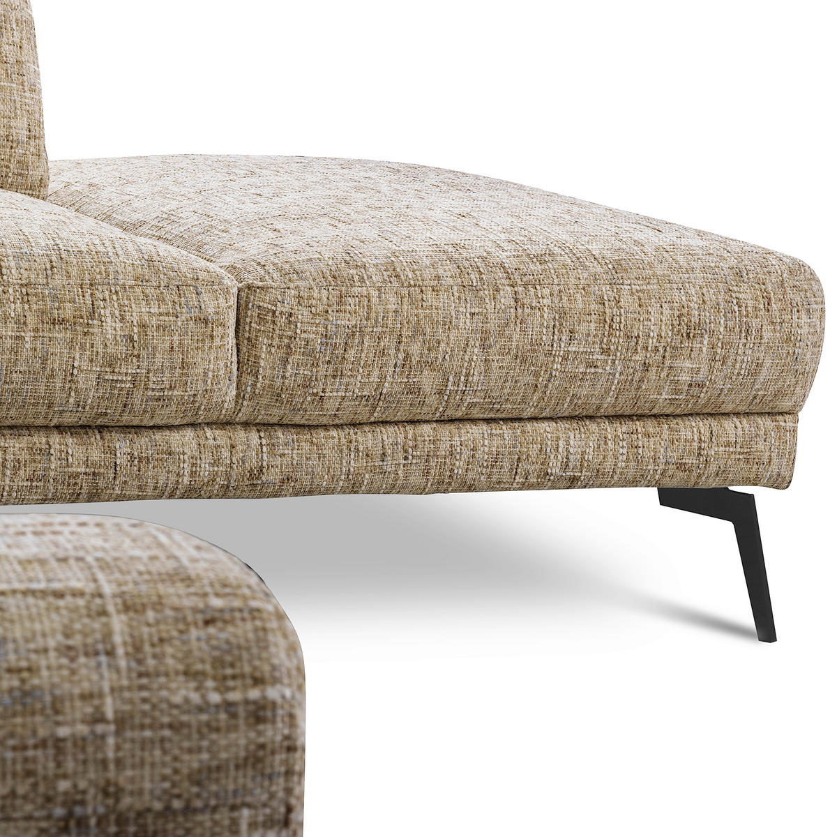 ECKSOFA SPRING Hellbraun Webstoff Zierkissen  - Hellbraun/Schwarz, Design, Textil/Metall (273/250cm) - Livetastic