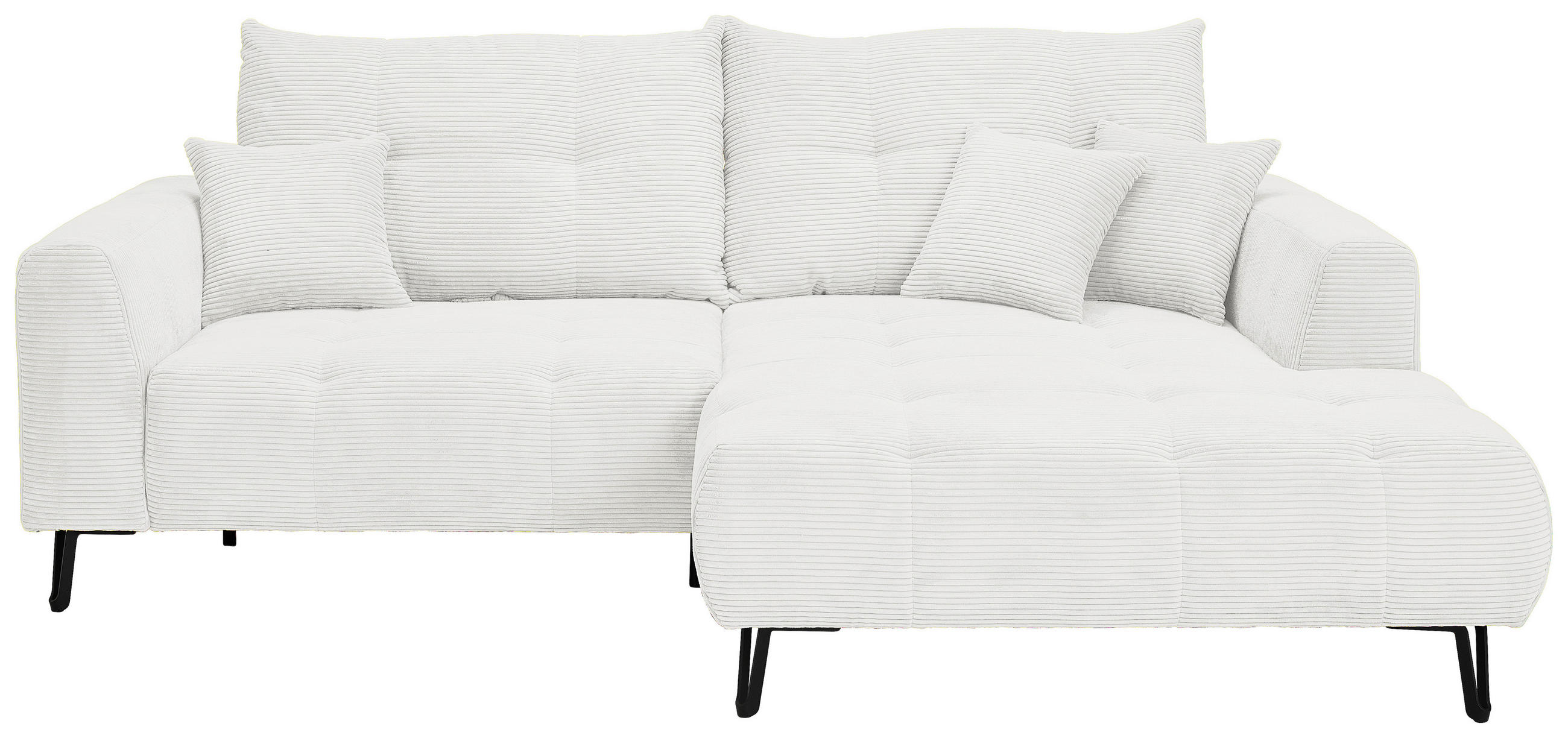ECKSOFA in Cord Weiss  - Weiss/Schwarz, Konventionell, Textil/Metall (250/175cm) - Carryhome