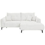 ECKSOFA in Cord Weiß  250/175 cm  - Schwarz/Weiß, KONVENTIONELL, Textil/Metall (250/175cm) - Carryhome