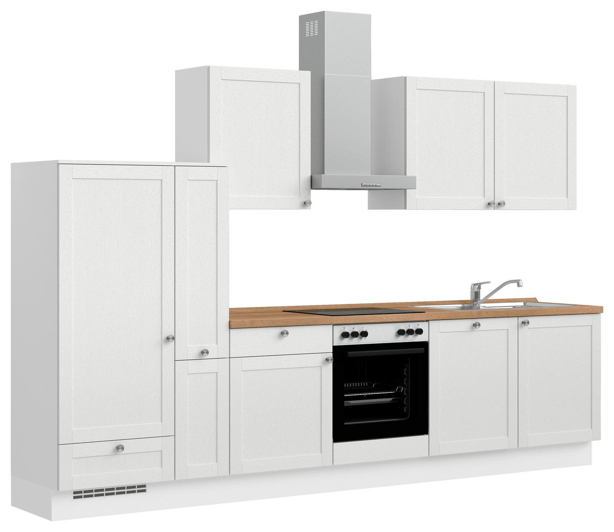 KÜCHENLEERBLOCK Frame 330 cm  in Weiß, Eichefarben  - Edelstahlfarben/Eichefarben, MODERN, Holzwerkstoff/Metall (330cm) - Nobilia
