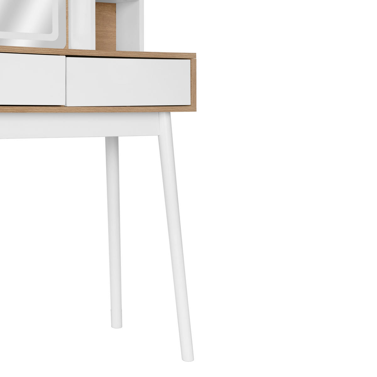 SCHMINKTISCH80/40/129 cm, Weiss, Eiche Artisan  - Weiss/Eiche Artisan, Trend, Glas/Holz (80/40/129cm) - Xora
