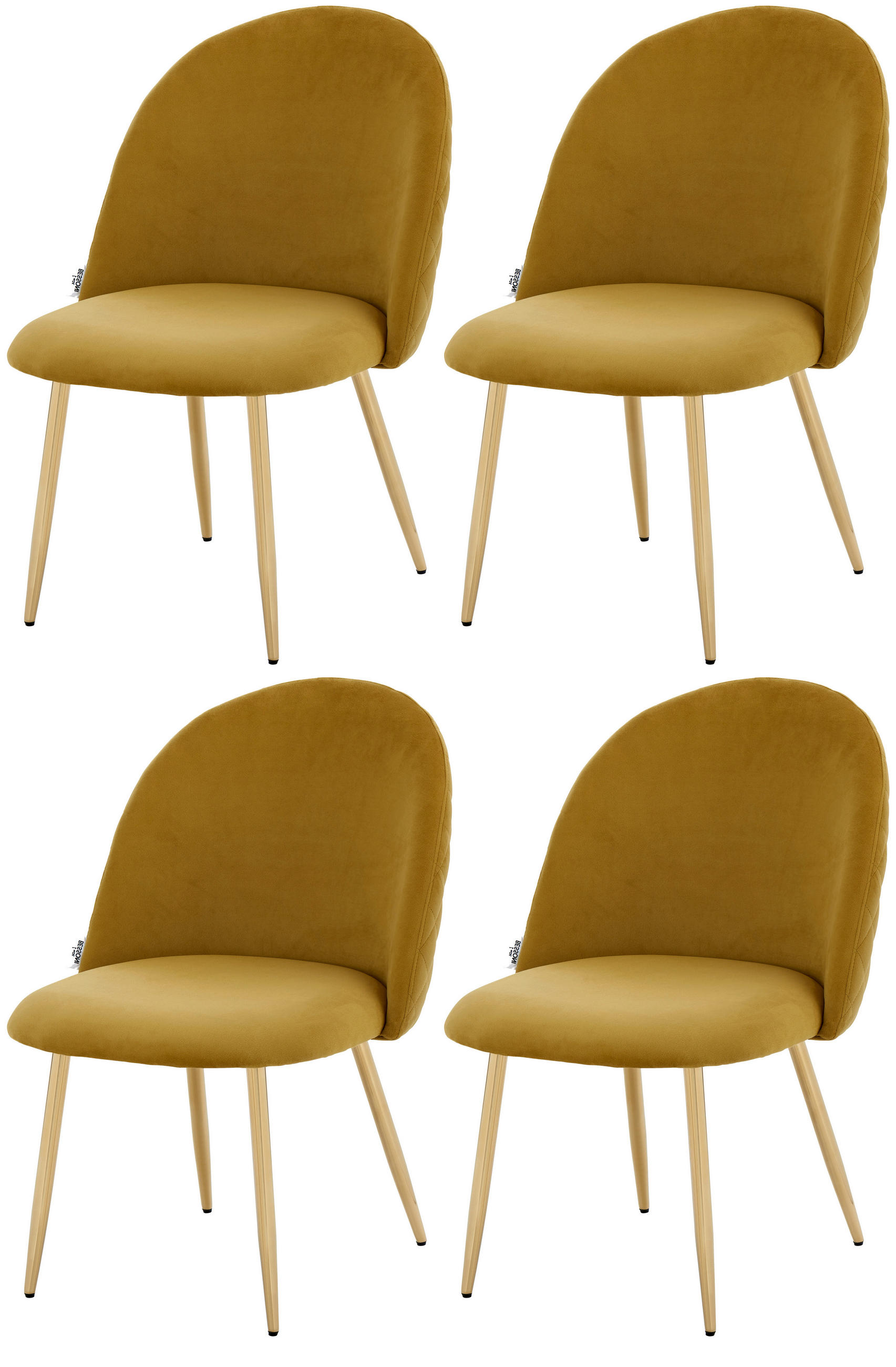 Polsterstuhl Artdeco Dunkelgelb, Beine Gold