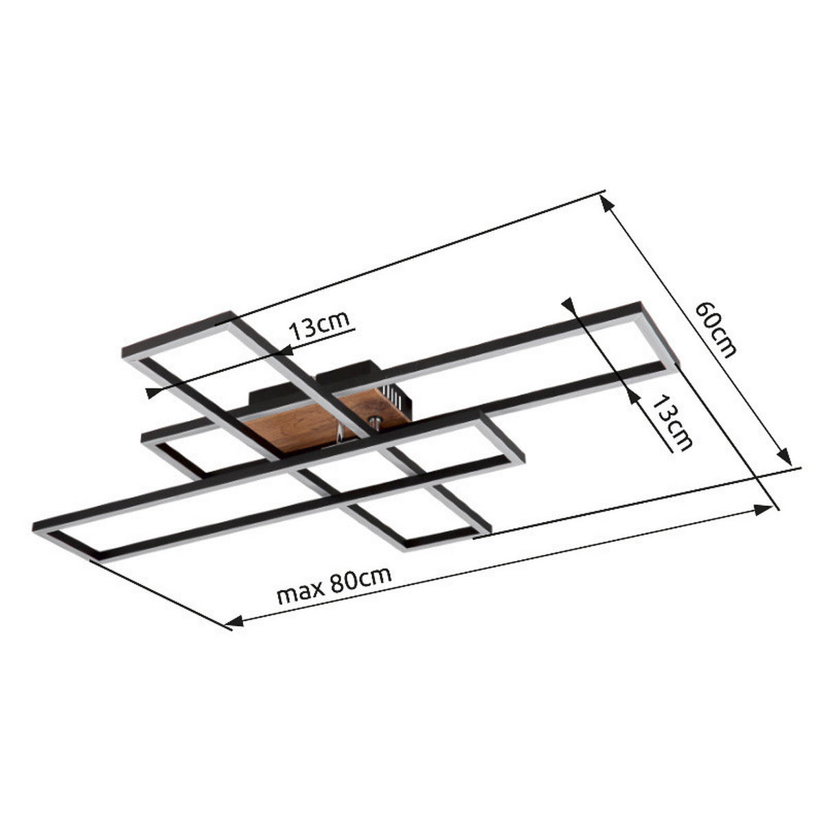LED-DECKENLEUCHTE    80/60/10 cm  - Chromfarben/Weiss, Design, Holzwerkstoff/Kunststoff (80/60/10cm) - Globo