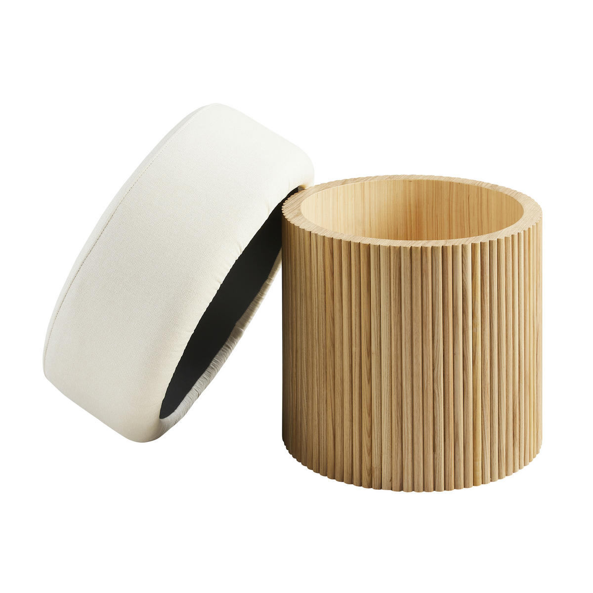 HOCKER Struktur Naturfarben, Weiß  - Naturfarben/Weiß, MODERN, Textil (50/43/50cm) - Livetastic