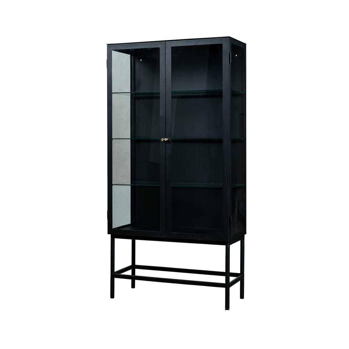 VITRINSKÅP  i svart, transparent  - svart/guldfärgad, Klassisk, metall/glas (80/160/37cm) - Niels Andersson
