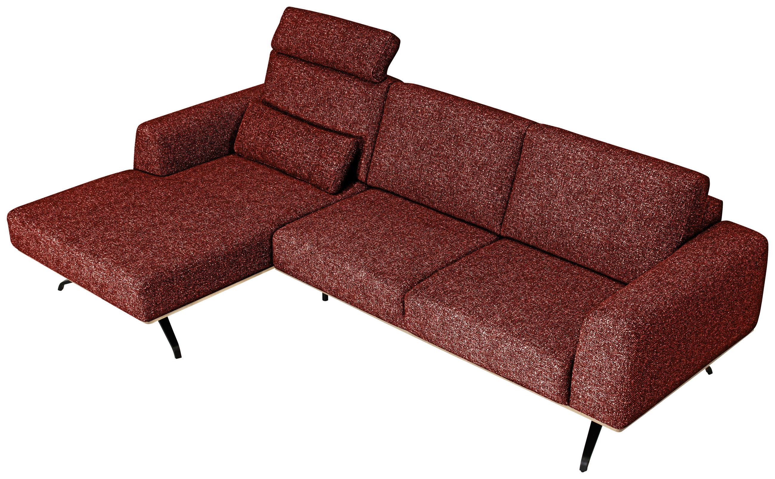 Thumbnail - Novel Ecksofa, Rost, Textil, 3-Sitzer, Füllung: Schaumstoffflocken, Ottomane links, L-Form, 262x157 cm, Stoffauswahl, se...