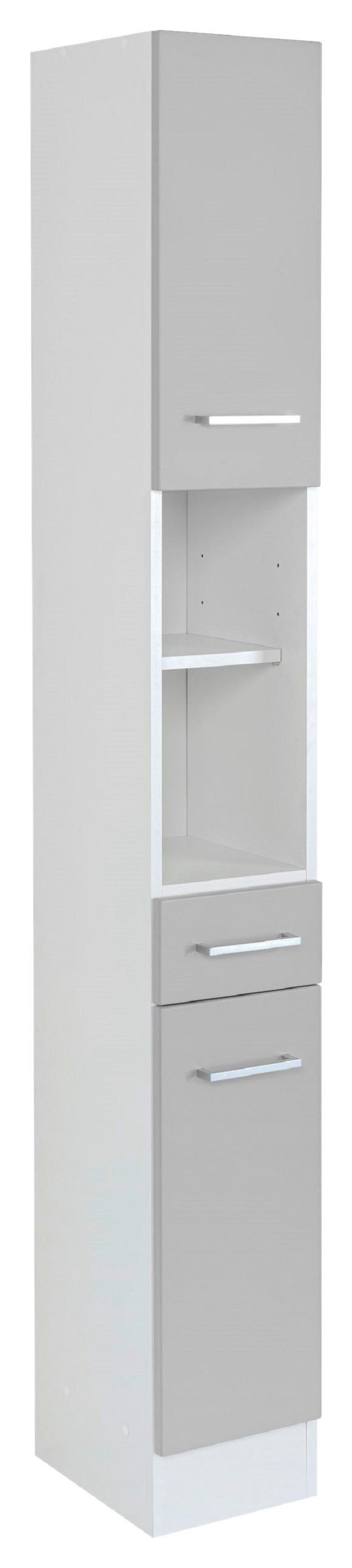 HOCHSCHRANK 25/190/35 cm - Weiss/Silberfarben, Modern, Holzwerkstoff/Metall (25/190/35cm) - Held