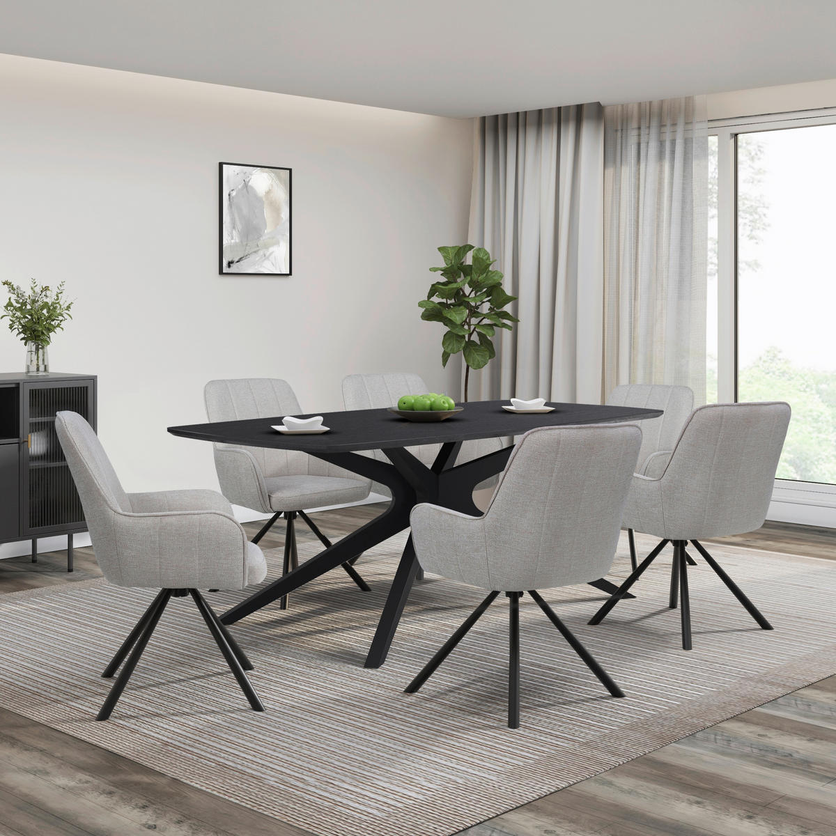 ESSTISCH 200/100/76 cm Nachbildung  Metall, Holzwerkstoff gastro- und objekttauglich rechteckig Schwarz  - Schwarz, MODERN, Holzwerkstoff/Metall (200/100/76cm) - MID.YOU
