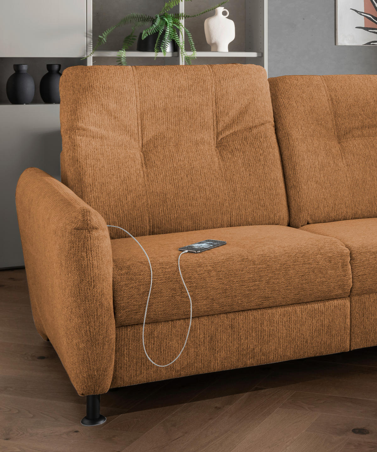 ECKSOFA in Chenille Currygelb  - Currygelb/Schwarz, Modern, Textil/Metall (270/198cm) - Livetastic