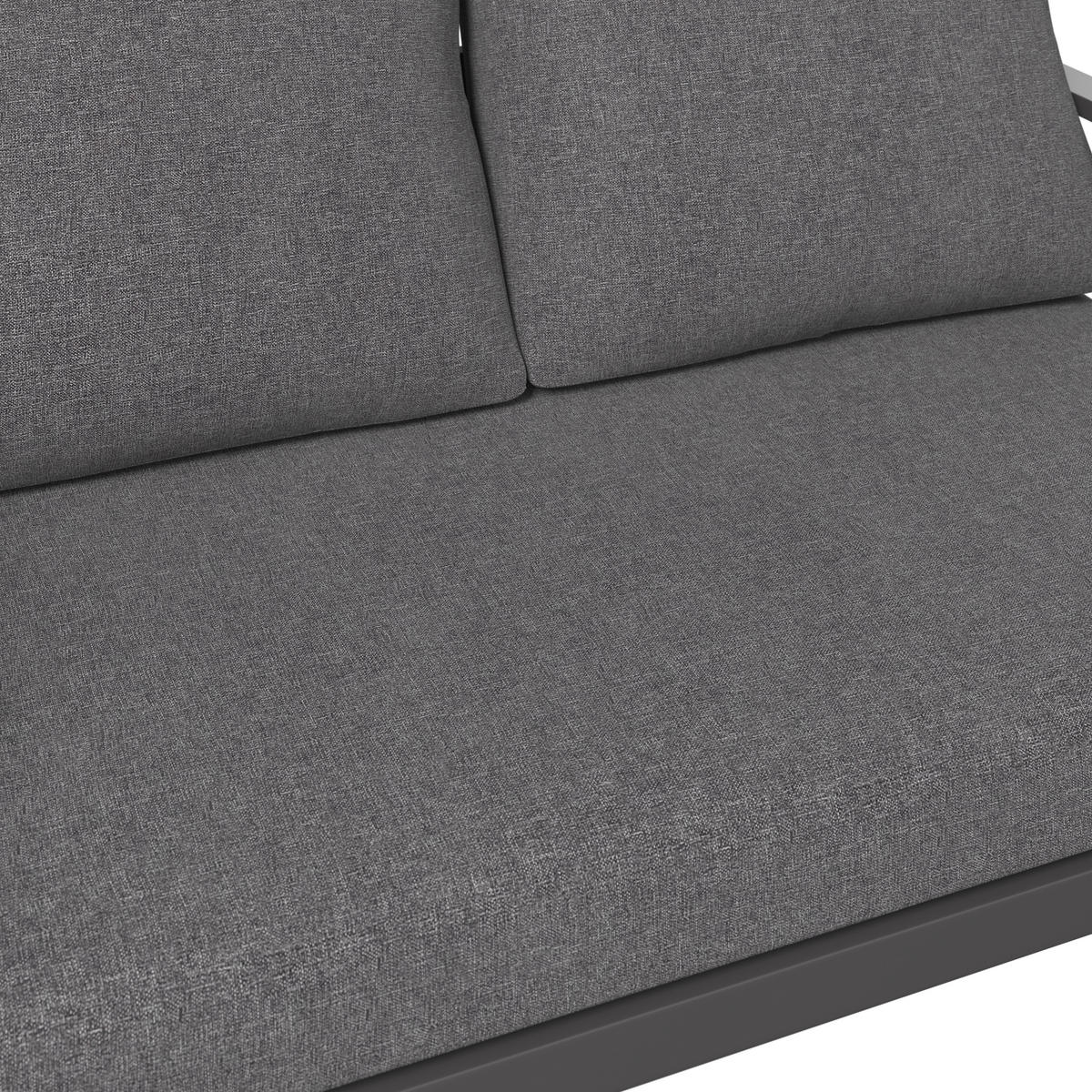 LOUNGEGARNITUR Stahl  - Dunkelgrau/Anthrazit, MODERN, Kunststoff/Textil (155/65/74cm) - Ambia Garden