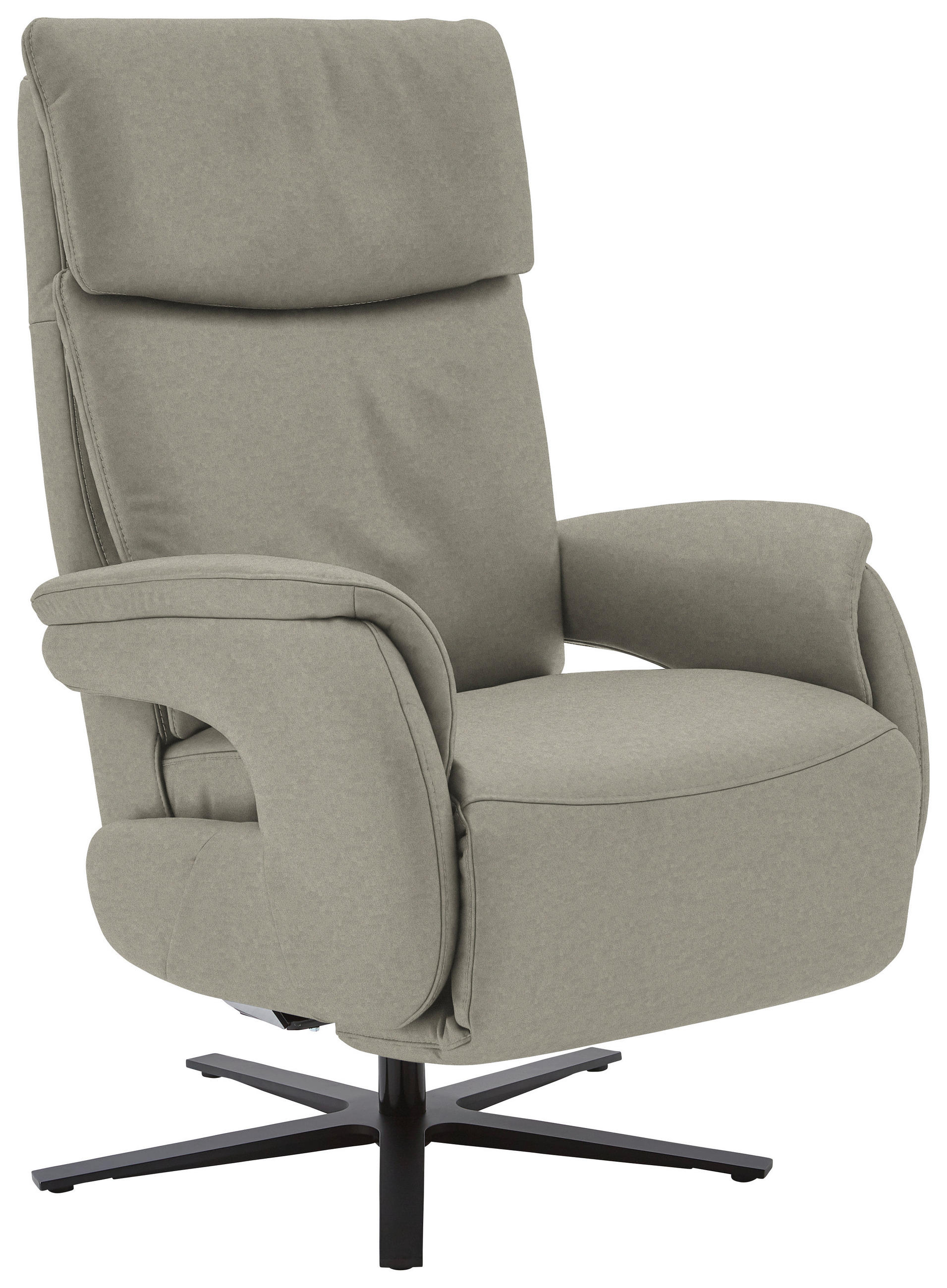 RELAXSESSEL in Leder Hellgrau  - Hellgrau/Schwarz, Design, Leder/Metall (70/117/85cm) - Dieter Knoll