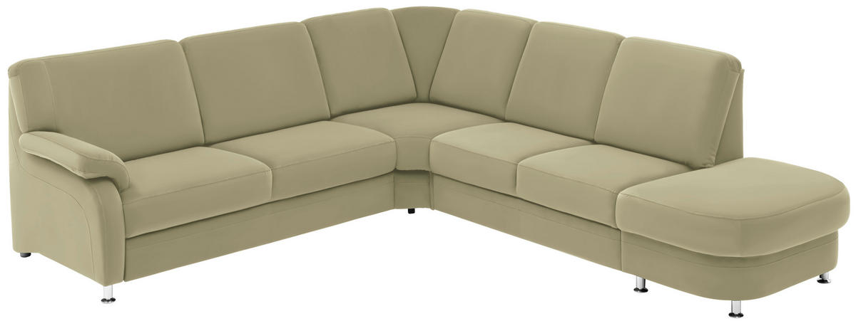 ECKSOFA in Flachgewebe Grün  269/287 cm  - Alufarben/Grün, KONVENTIONELL, Textil/Metall (269/287cm) - Beldomo System