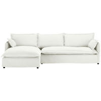 HUSSEN-ECKSOFA Weiß Flachgewebe, Bouclé  - Schwarz/Weiß, Trend, Textil/Metall (165/295cm) - Livetastic