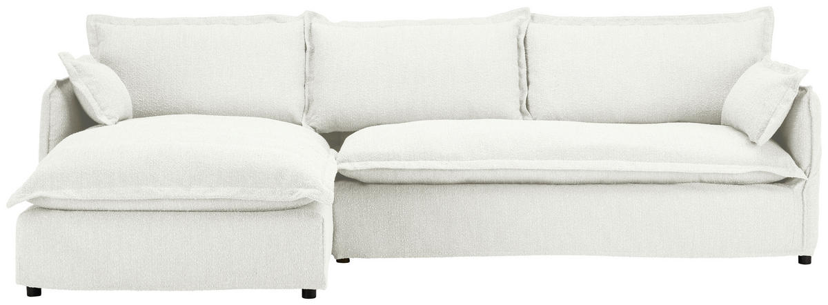 HUSSEN-ECKSOFA Weiß Flachgewebe, Bouclé  - Schwarz/Weiß, Trend, Textil/Metall (165/295cm) - Livetastic