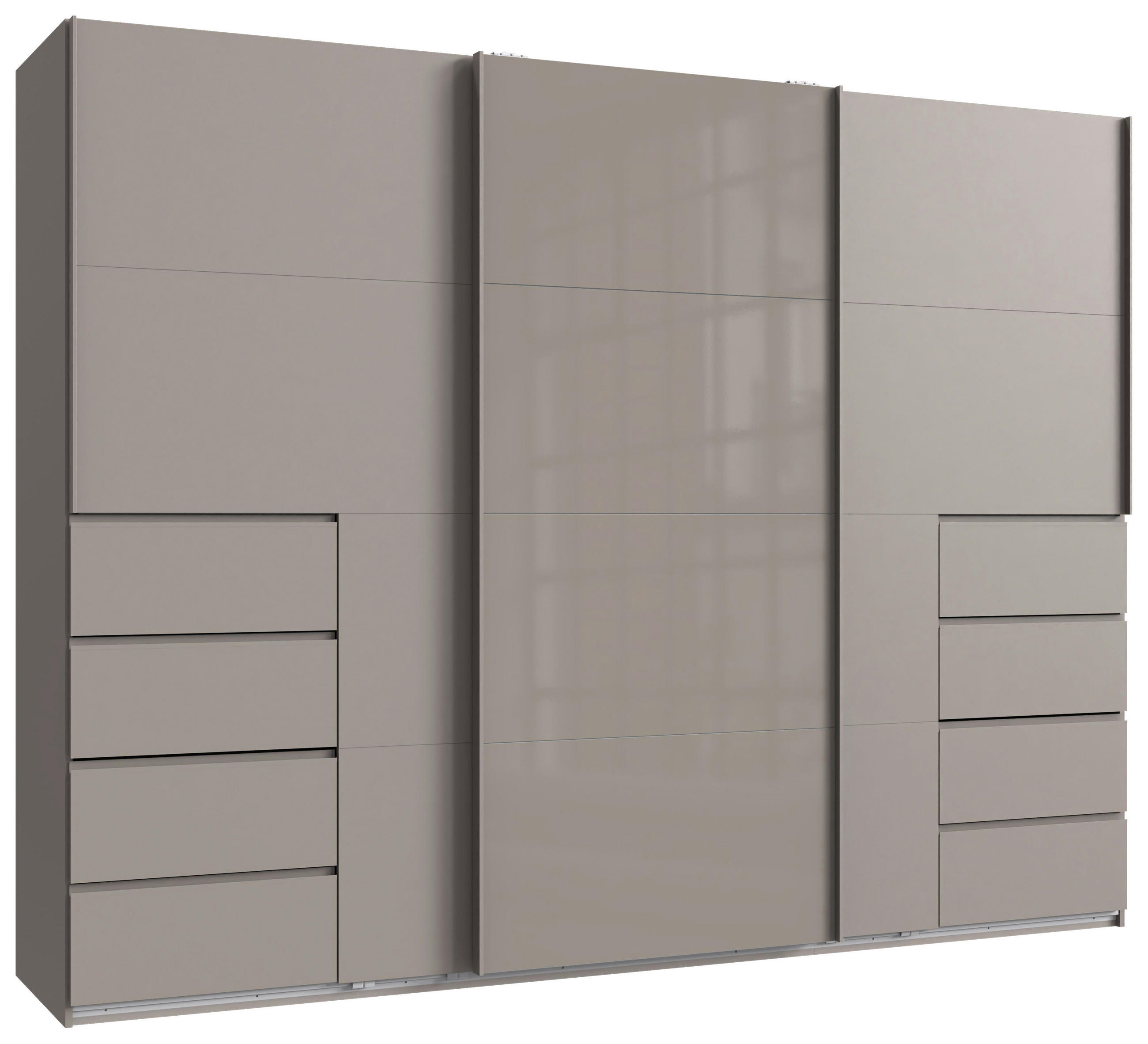 SCHWEBETÜRENSCHRANK in Grau, Sahara  - Schwarz/Grau, KONVENTIONELL, Glas/Holzwerkstoff (270/208/64cm) - Boxxx
