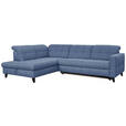 ECKSOFA in Webstoff Blau  216/297 cm  - Blau/Schwarz, Design, Holz/Textil (216/297cm) - Xora