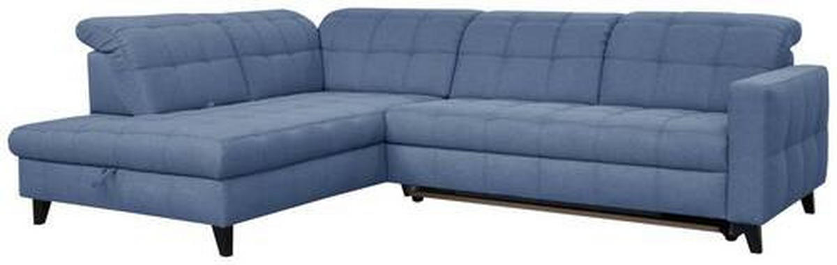 ECKSOFA in Webstoff Blau  - Blau/Schwarz, Design, Holz/Textil (216/297cm) - Xora