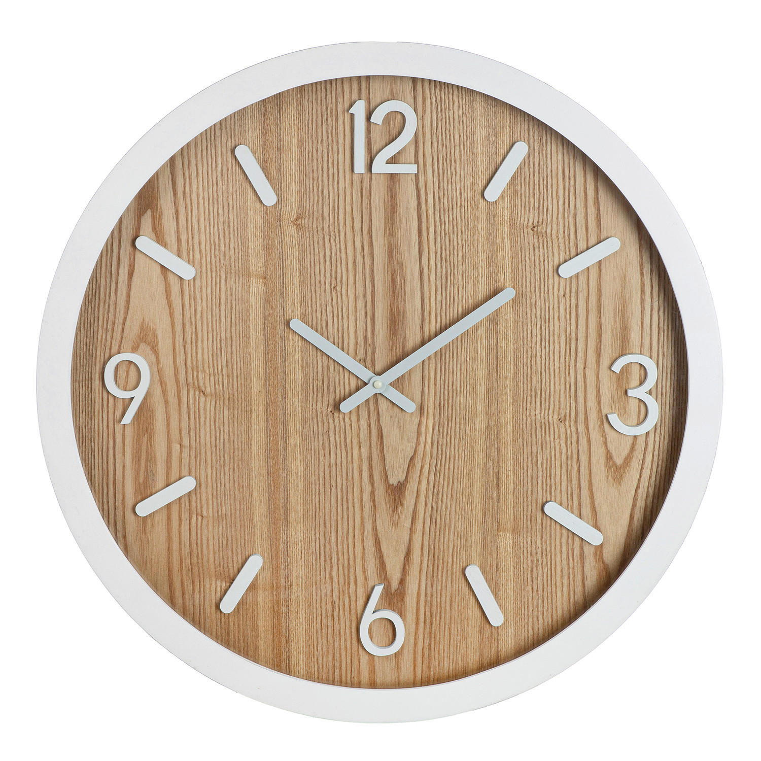 WANDUHR ARLINGTON Weiß, Hellbraun  - Hellbraun/Weiß, Basics, Holzwerkstoff/Metall (60/5cm)