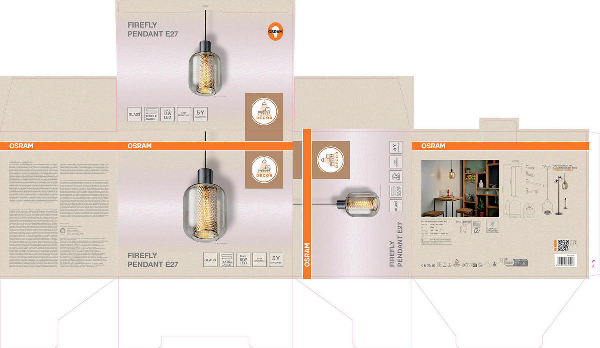 HÄNGELEUCHTE 17/132 cm  - Schwarz, Basics, Glas/Metall (17/132cm) - Osram