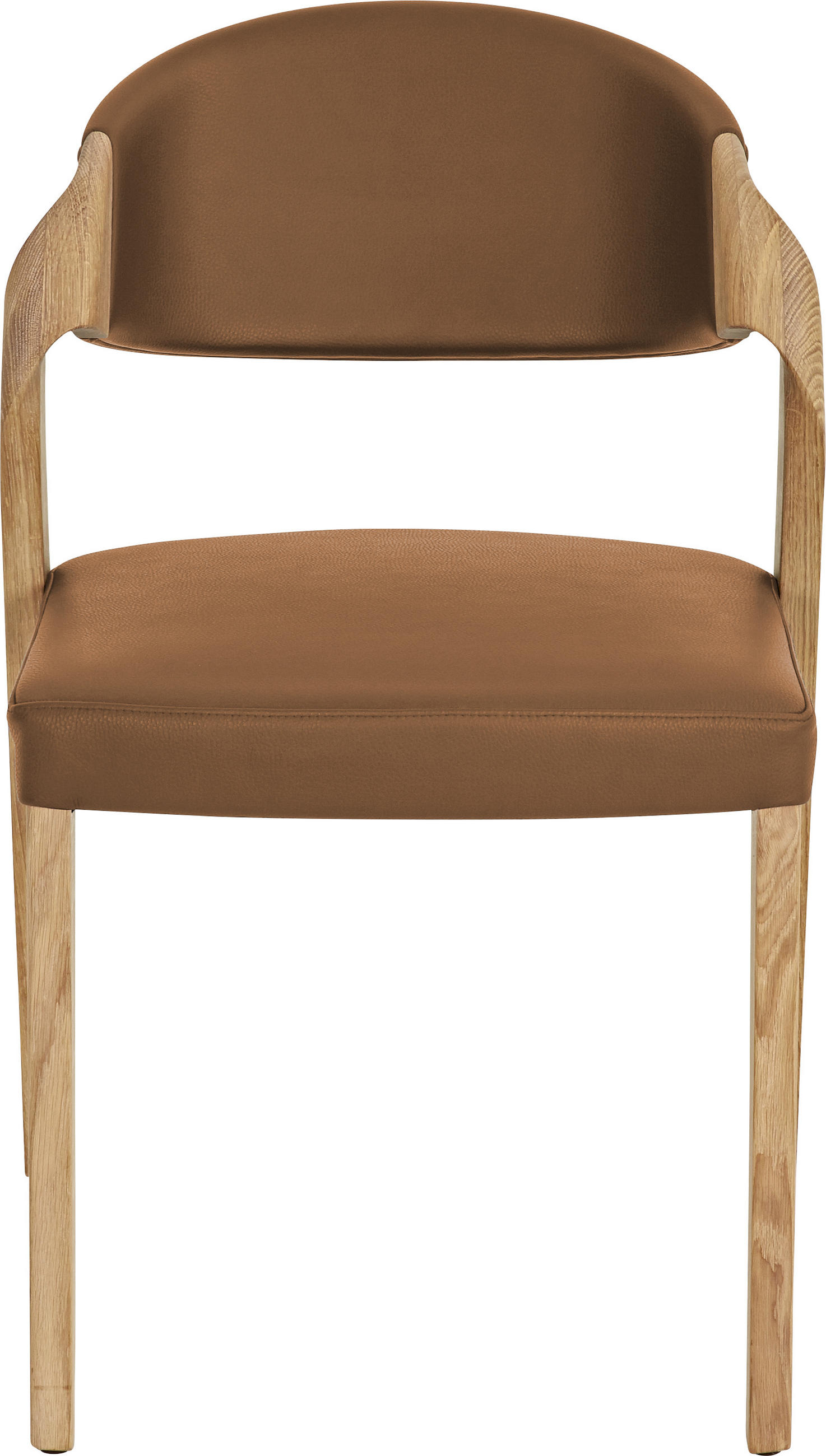 STUHL Echtleder Braun, Eichefarben Altholz, Eiche massiv  - Eichefarben/Braun, Natur, Leder/Holz (53/82/57cm) - Voglauer