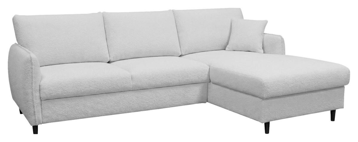 ECKSOFA LAPIT Hellgrau Chenille Zierkissen, Rückenkissen, Bettkasten  - Hellgrau/Schwarz, Design, Holz/Textil (240/170cm) - MID.YOU