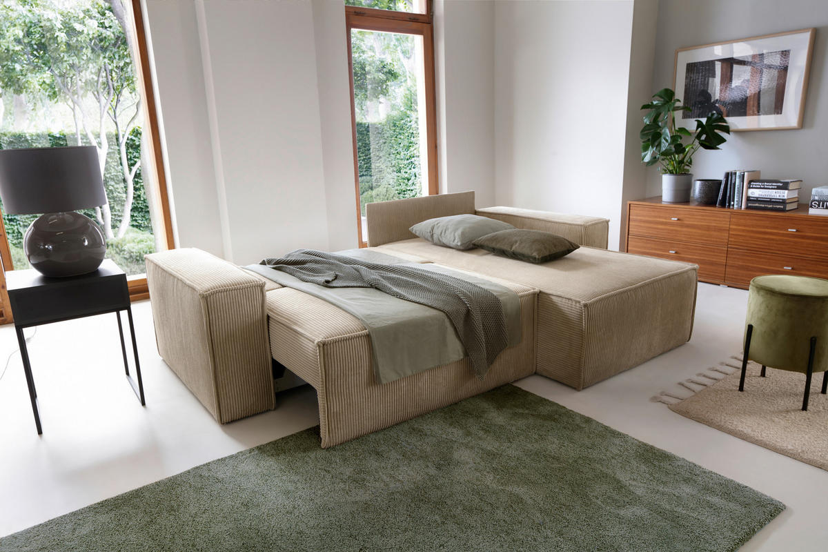 ECKSCHLAFSOFA  mit Armlehnen seitenverkehrt montierbar Samt Taupe  - Taupe/Schwarz, KONVENTIONELL, Holz/Kunststoff (251/170cm) - MID.YOU