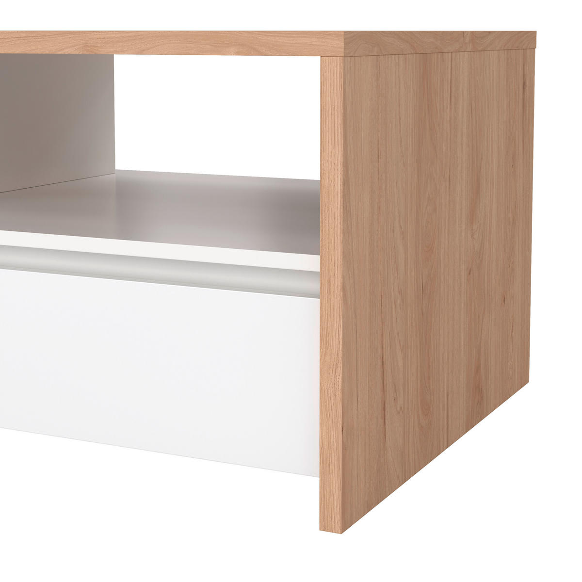 COUCHTISCH 120/60/46 cm rechteckig Weiß Hochglanz, Hickory  - Weiß Hochglanz/Hickory, KONVENTIONELL, Holzwerkstoff (120/60/46cm) - Boxxx