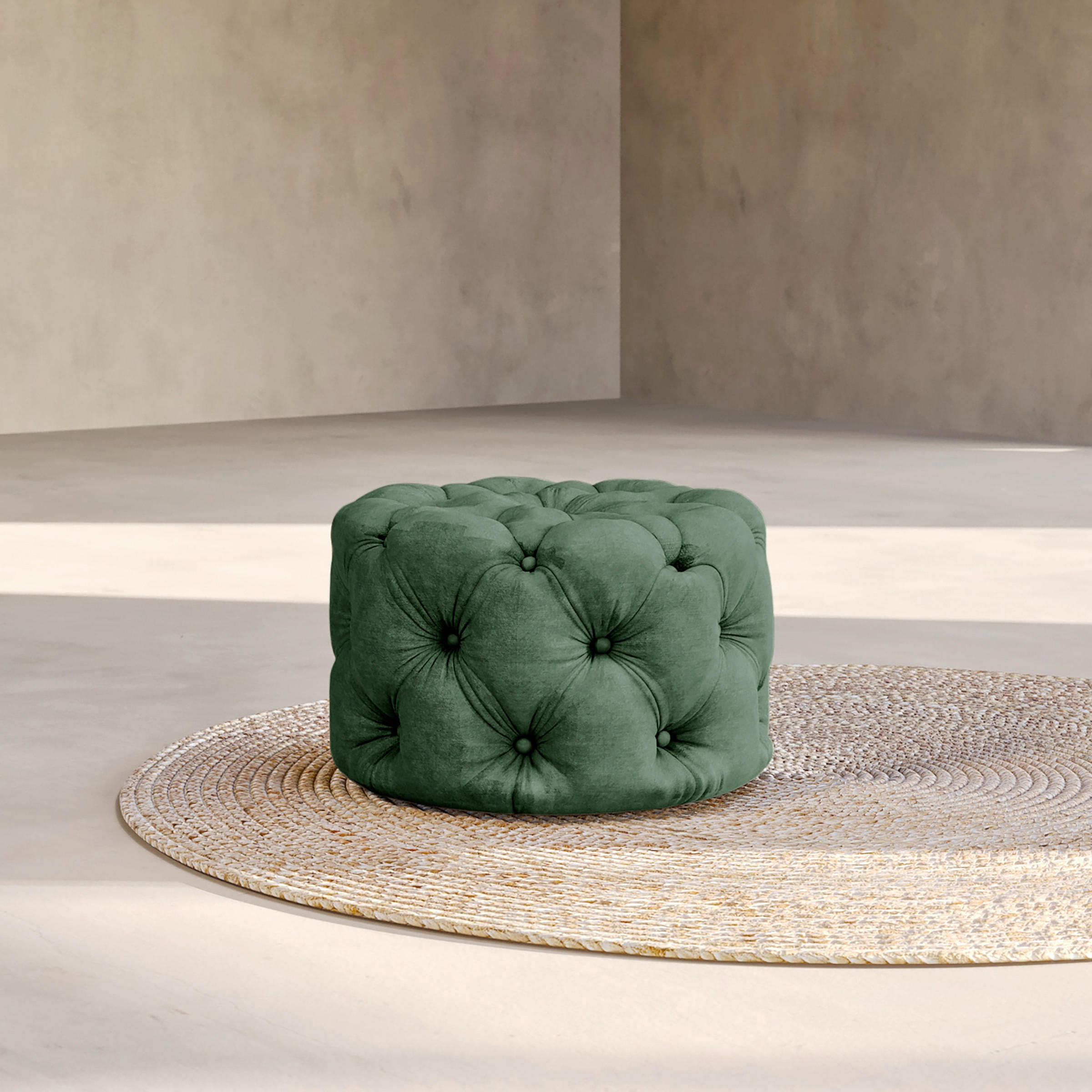 HOCKER in Textil Waldgrün  - Waldgrün/Schwarz, Design, Kunststoff/Textil (60/39/60cm) - P & B