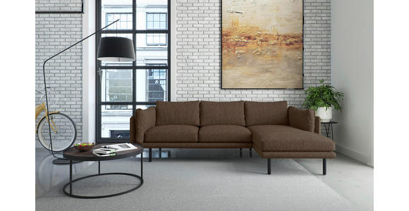 ECKSOFA Hellbraun Flachgewebe - Hellbraun/Beige, Design, Textil/Metall (268/160/80cm) - Novel