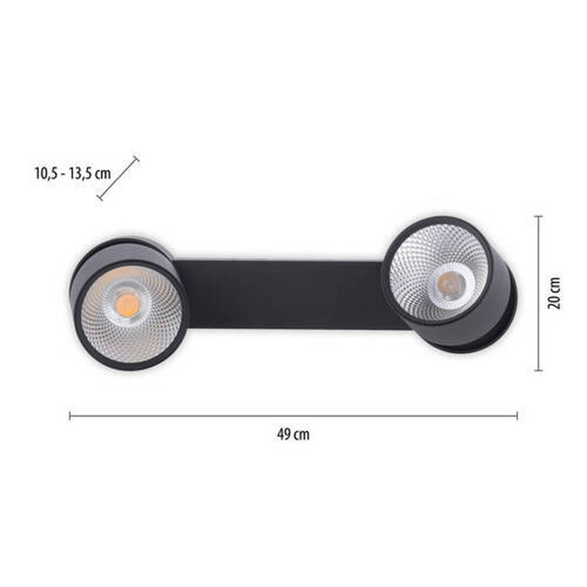 LED-DECKENLEUCHTE 40/20/13,5 cm   - Schwarz, KONVENTIONELL, Kunststoff/Metall (40/20/13,5cm) - Neuhaus PURE