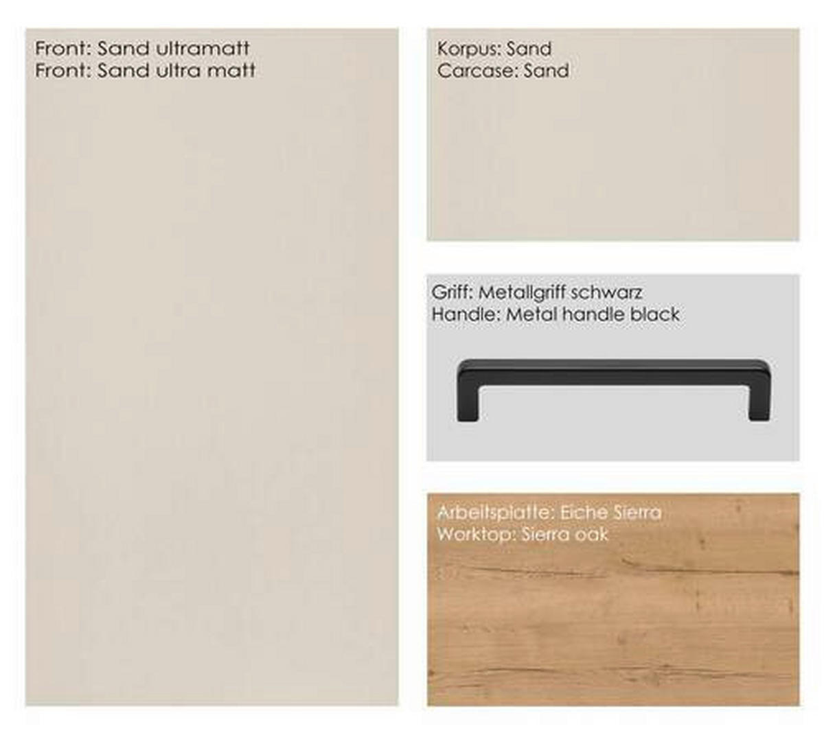 KÜCHENBLOCK Easytouch 240 cm  in Eichefarben, Sandfarben  - Sandfarben/Eichefarben, MODERN, Holzwerkstoff/Metall (240cm) - Nobilia