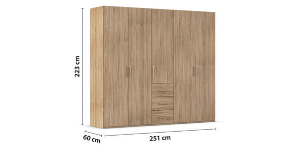DREHTÜRENSCHRANK  in Sonoma Eiche  - Sonoma Eiche, Design, Holzwerkstoff/Kunststoff (251/223/60cm) - Novel