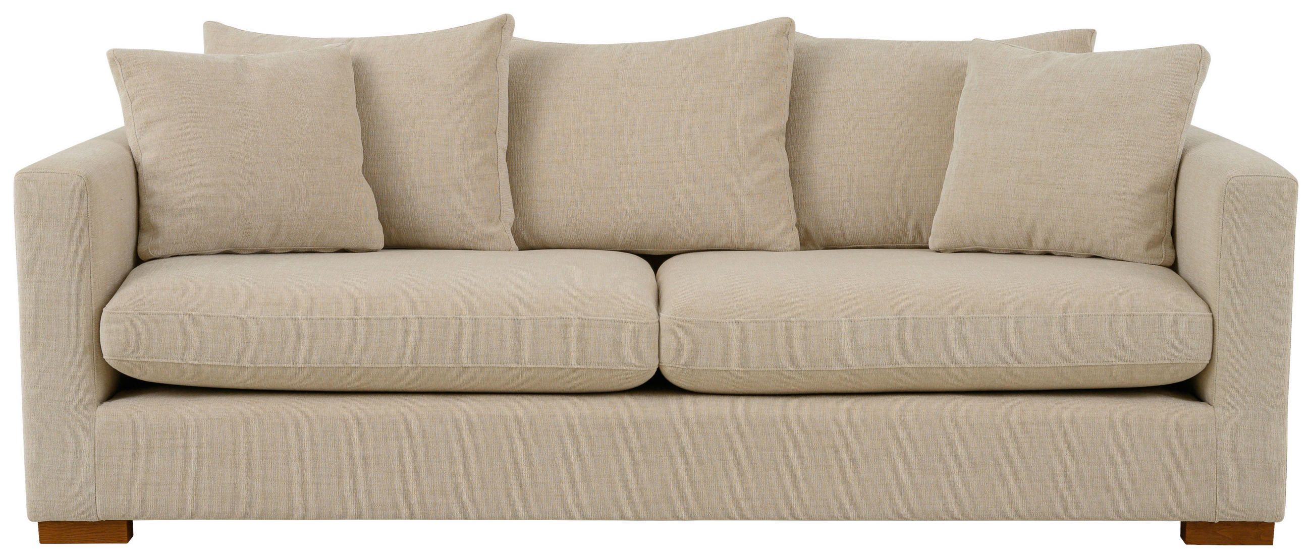 2,5-SITS SOFFA i flatväv beige  - beige/brun, Klassisk, metall/trä (220/80/113cm) - Carryhome