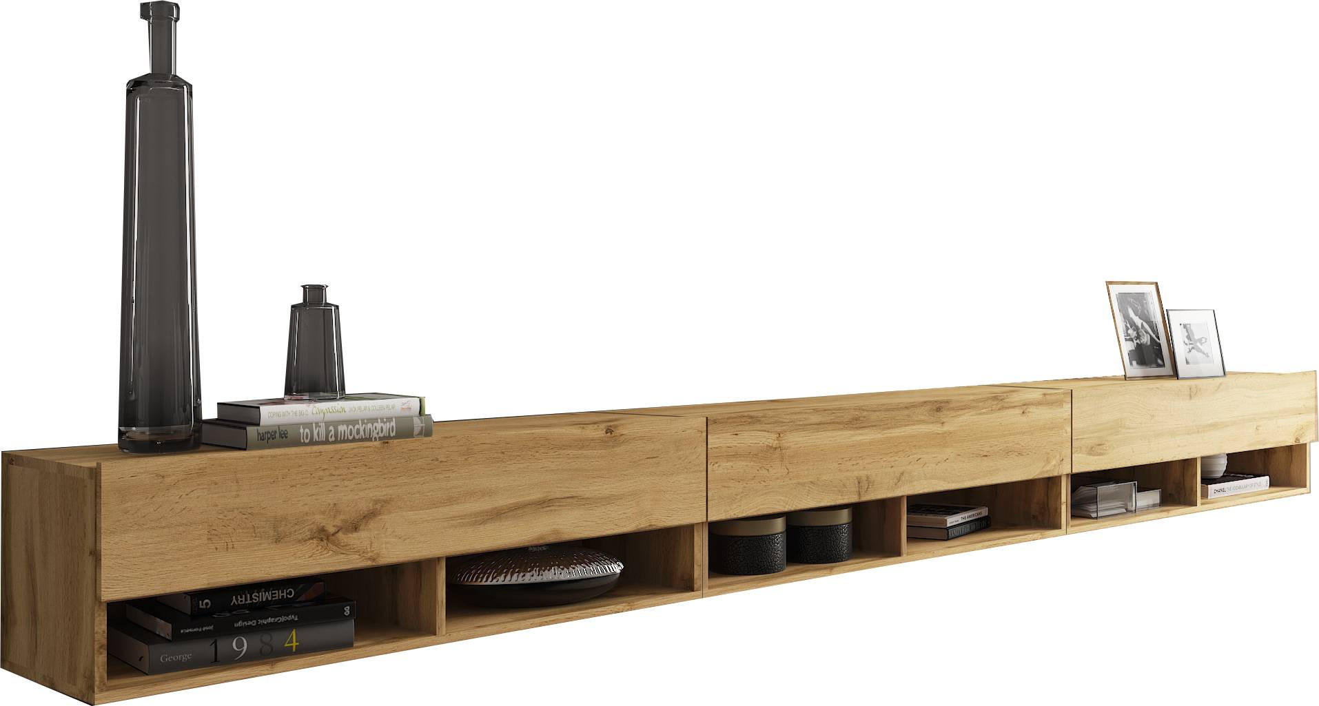 TV-Lowboard B: 300 cm Eiche Wotan Dekor