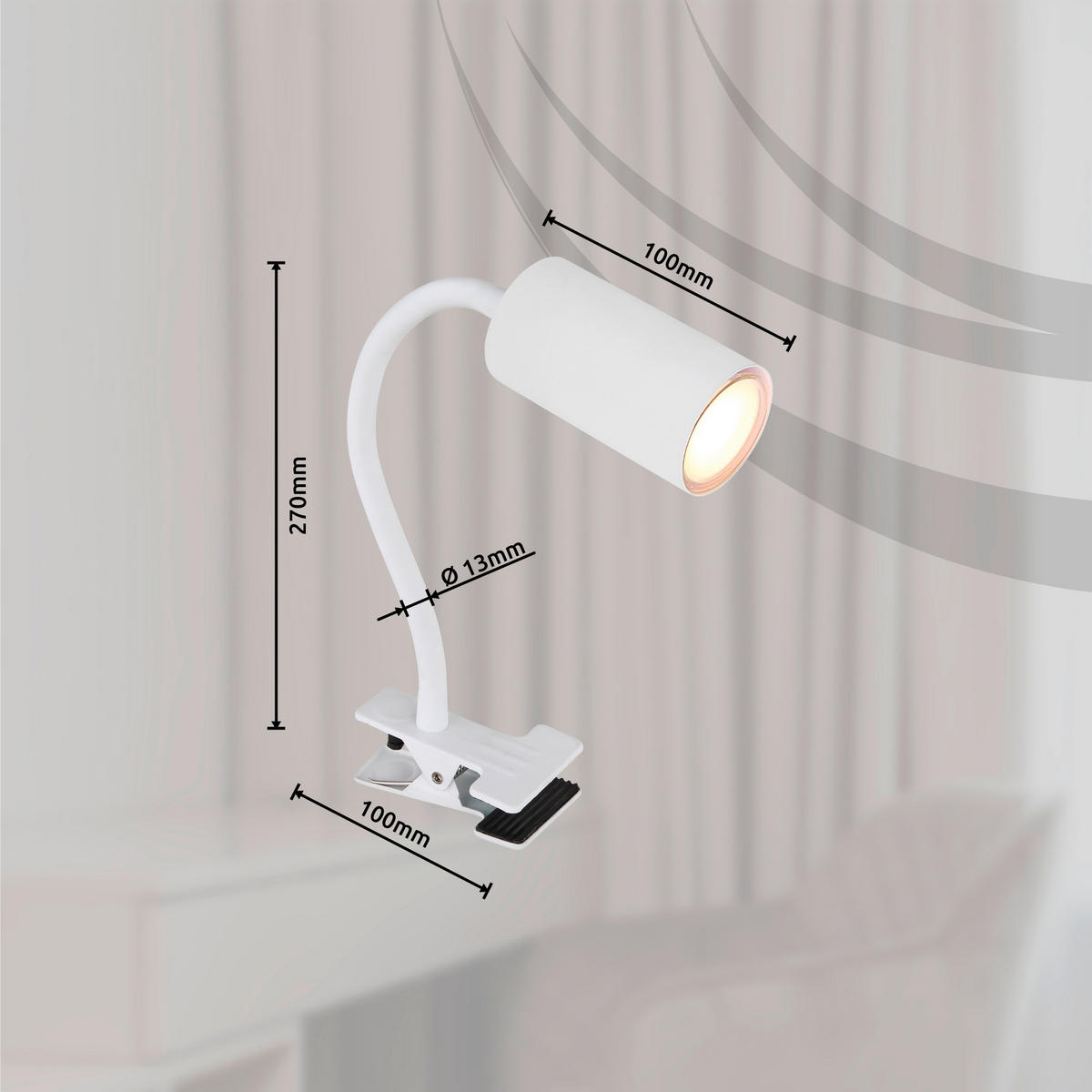 LAMPA SO ŠTIPCOM, GU10, 10/5,5/41,5 cm - biela, Basics, kov/plast (10/5,5/41,5cm) - Globo