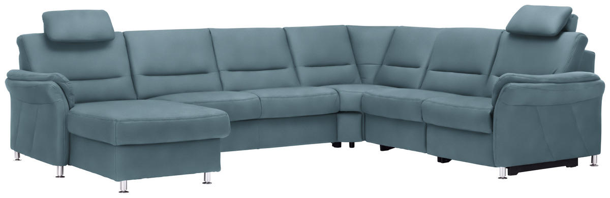 WOHNLANDSCHAFT in Mikrofaser Hellblau  - Alufarben/Hellblau, Konventionell, Textil/Metall (173/330/262cm) - Beldomo System