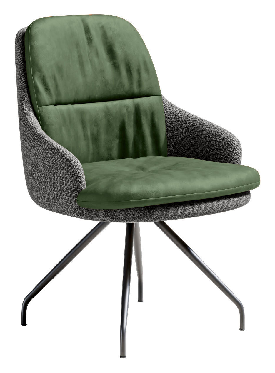 ARMLEHNSTUHL  Beinauswahl, Sitzfläche 360° drehbar, Stoff-/Lederauswahl Velours  Grau, Grün  - Schwarz/Grau, Design, Textil/Metall (60/86/66cm) - Dieter Knoll