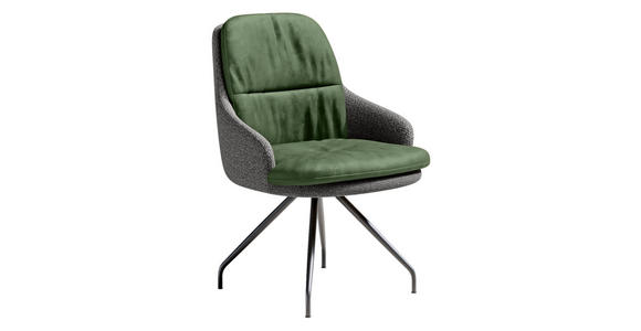 ARMLEHNSTUHL  Beinauswahl, Sitzfläche 360° drehbar, Stoff-/Lederauswahl Velours  Grau, Grün  - Schwarz/Grau, Design, Textil/Metall (60/86/66cm) - Dieter Knoll
