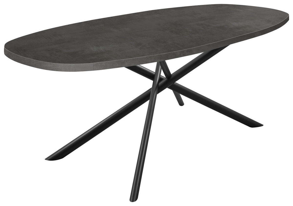 ESSTISCH Schwarz bootsförmig  in verschiedenen Holzdekoren erhältlich  - Schwarz, Basics, Holzwerkstoff/Metall (160/95/76cm) - Celina Home