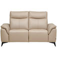 2-SITZER-SOFA  in Echtleder Beige   - Beige/Schwarz, Design, Leder/Metall (176/105/98cm) - Belluti